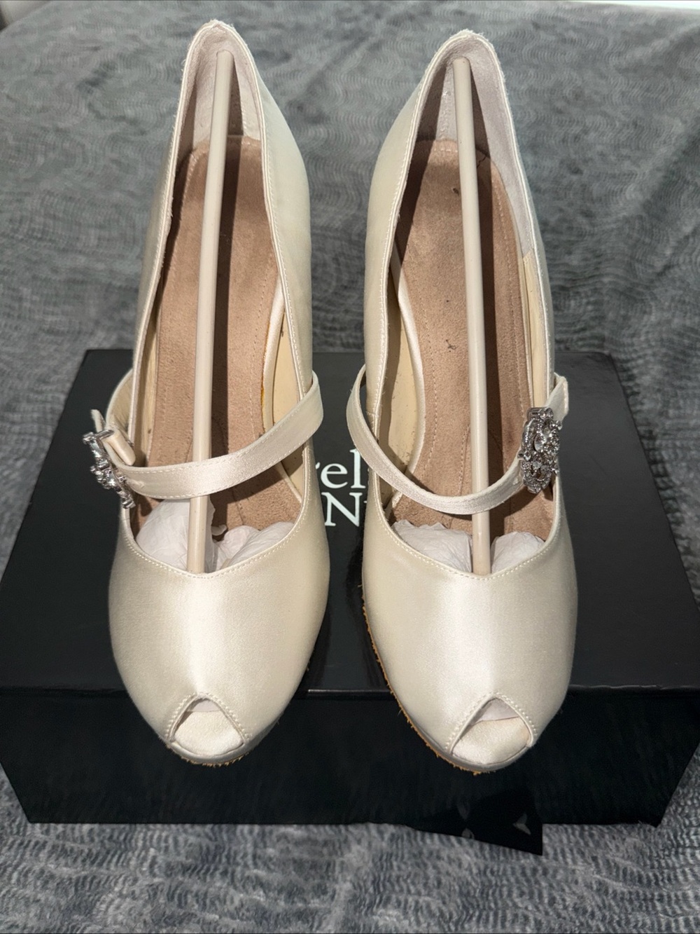 Angela Nuran Wedding Shoes Classic Ivory Peep-Toe Mary Jane